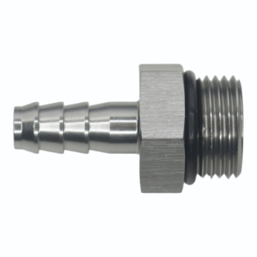 Picture of DeatschWerks 8AN ORB Male to 5/16in Male Triple Barb Fitting (Incl O-Ring) - Anodized DW Titanium