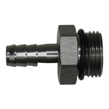 Picture of DeatschWerks 10AN ORB Male to 3/8in Male Triple Barb Fitting (Incl O-Ring) - Anodized DW Titanium