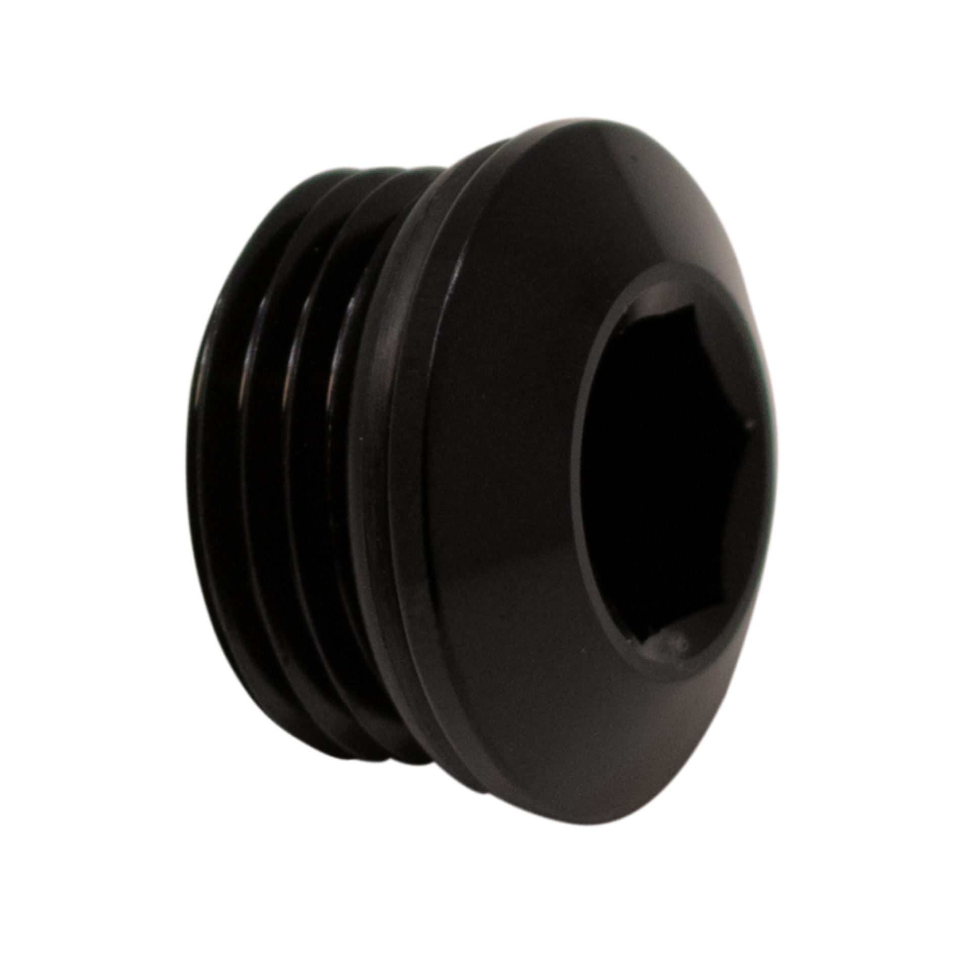 Picture of DeatschWerks 8AN ORB Male Plug Low Profile Internal Allen/Hex (Incl O-Ring) Anodized Matte Black