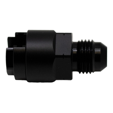 Picture of DeatschWerks 6AN Male Flare to 1/4in Female EFI Quick Connect Adapter - Anodized Matte Black