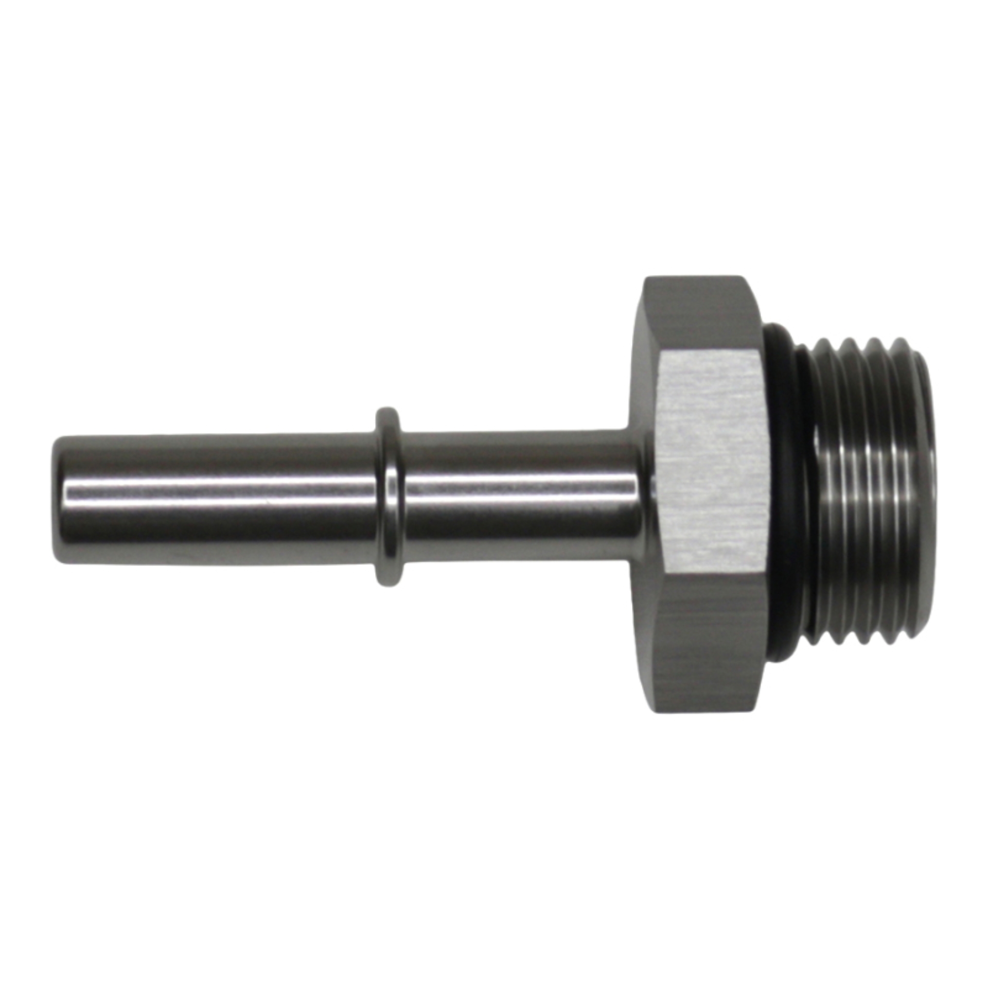 Picture of DeatschWerks 8AN ORB Male to 5/16in Male EFI Quick Connect Adapter - Anodized DW Titanium