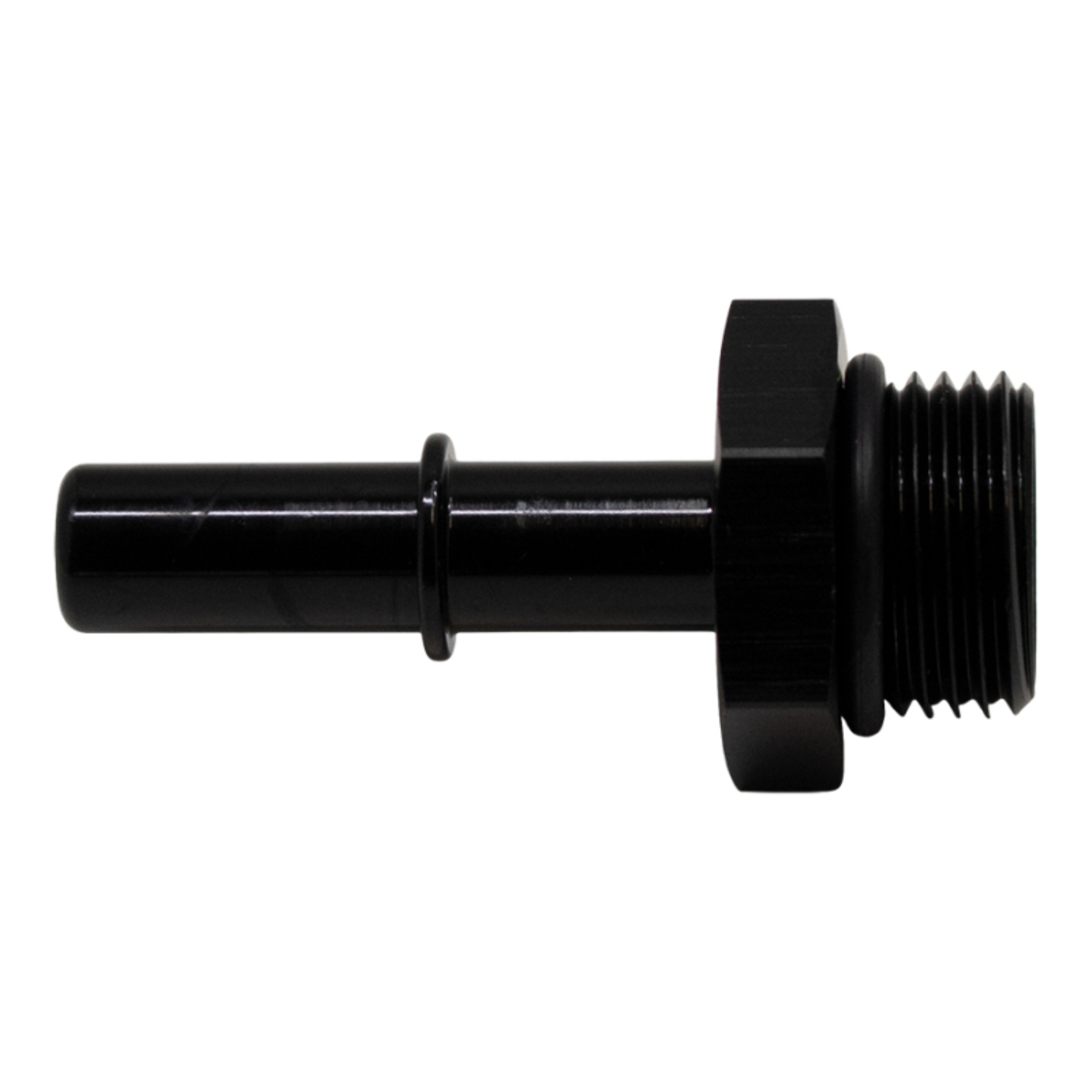 Picture of DeatschWerks 8AN ORB Male to 3/8in Male EFI Quick Connect Adapter - Anodized Matte Black