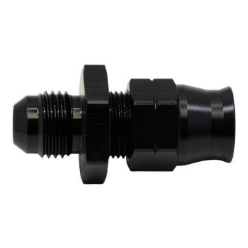 Picture of DeatschWerks 6AN Male Flare to 3/8in Hardline Compression Adapter - Anodized Matte Black