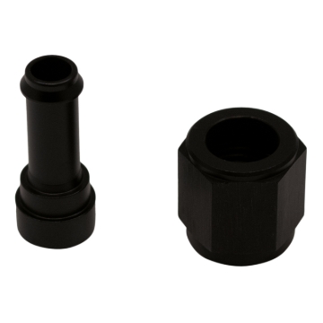 Picture of DeatschWerks 6AN Female Flare Swivel to 5/16in Single Hose Barb - Anodized Matte Black