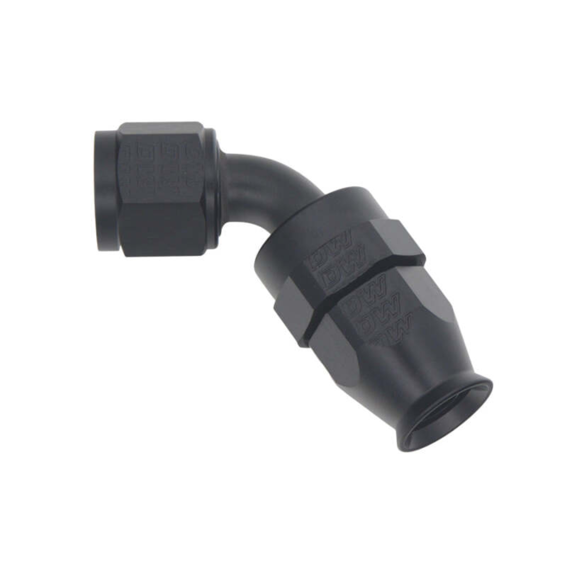 Picture of DeatschWerks 8 AN Female Flare Swivel 60-Degree Hose End PTFE - Anodized Matte Black