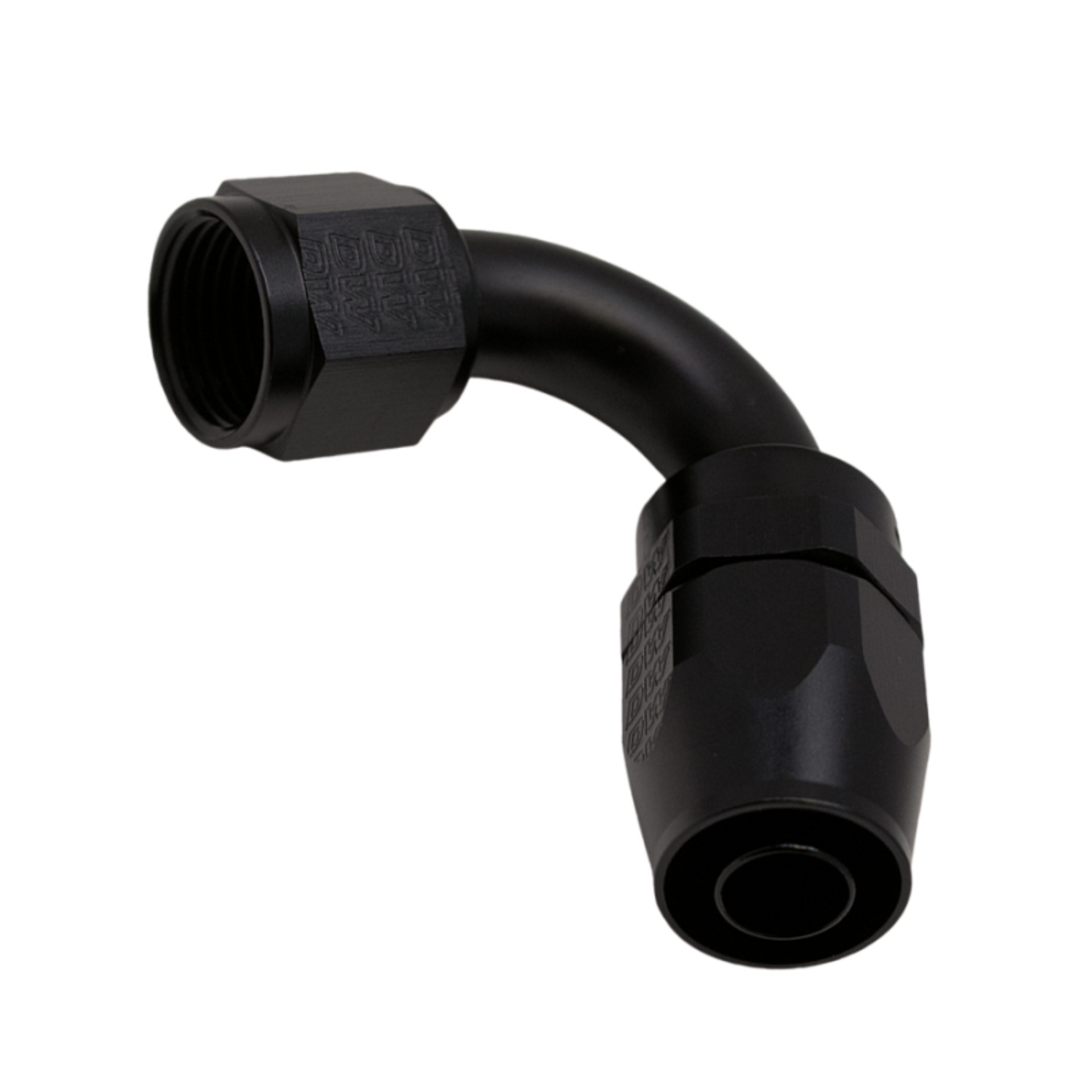 Picture of DeatschWerks 10AN Female Flare Swivel 120-Degree Hose End CPE - Anodized Matte Black