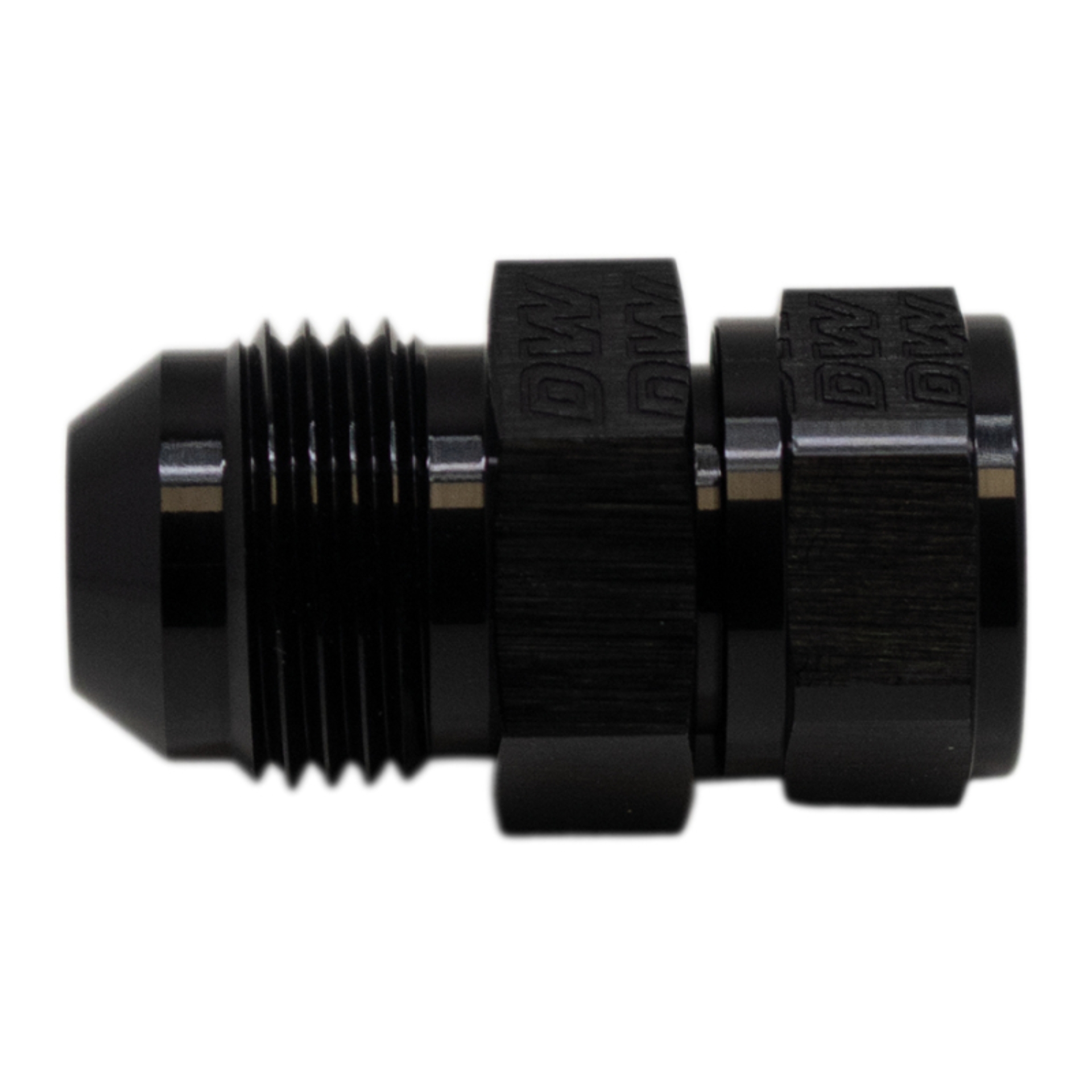 Picture of DeatschWerks 8AN Male Flare to Fuel Pump Outlet Barb Adapter - Anodized Matte Black