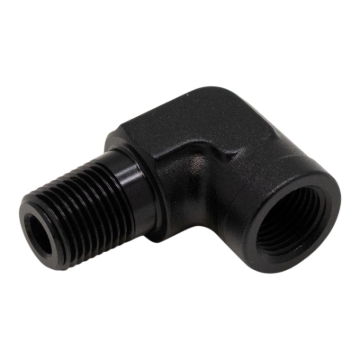Picture of DeatschWerks 90-Degree 1/8in NPT Male to Female 1/8in NPT - Anodized Matte Black