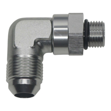 Picture of DeatschWerks 6AN ORB Male Swivel to 8AN Male Flare 90-Degree - Anodized Titanium