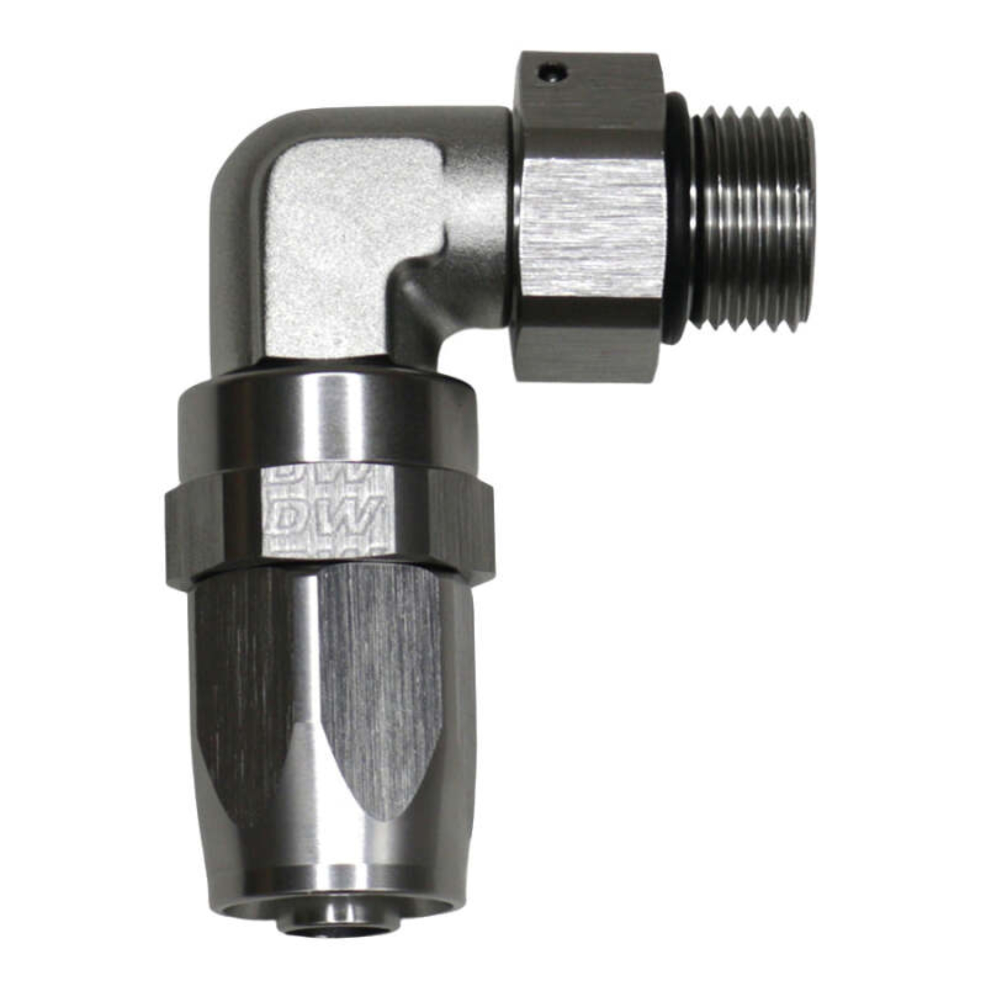 Picture of DeatschWerks 8AN ORB Female Swivel 90-Degree Hose End CPE - Anodized DW Titanium