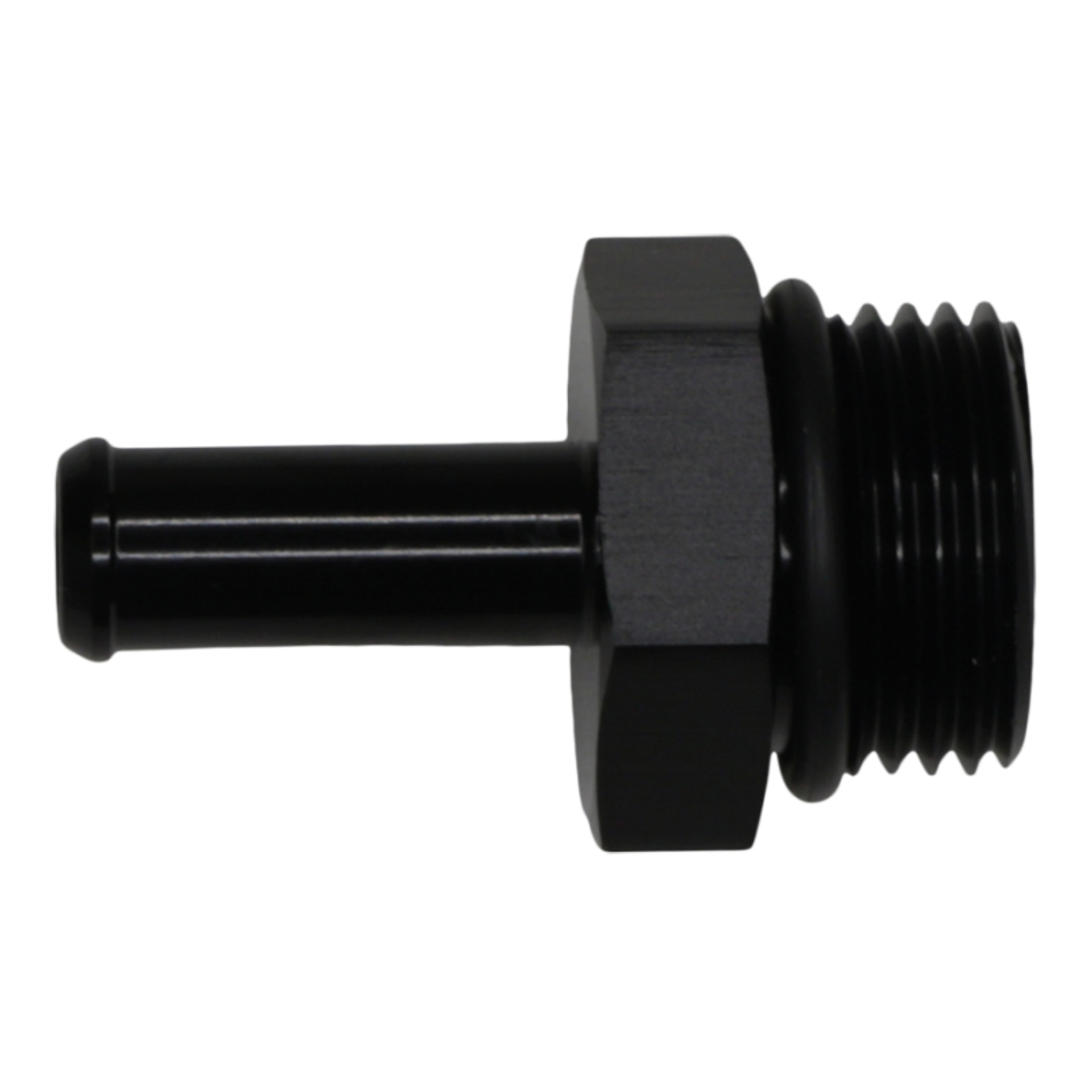 Picture of DeatschWerks 10AN ORB Male to 3/8in Male Barb Fitting - Anodized Matte Black