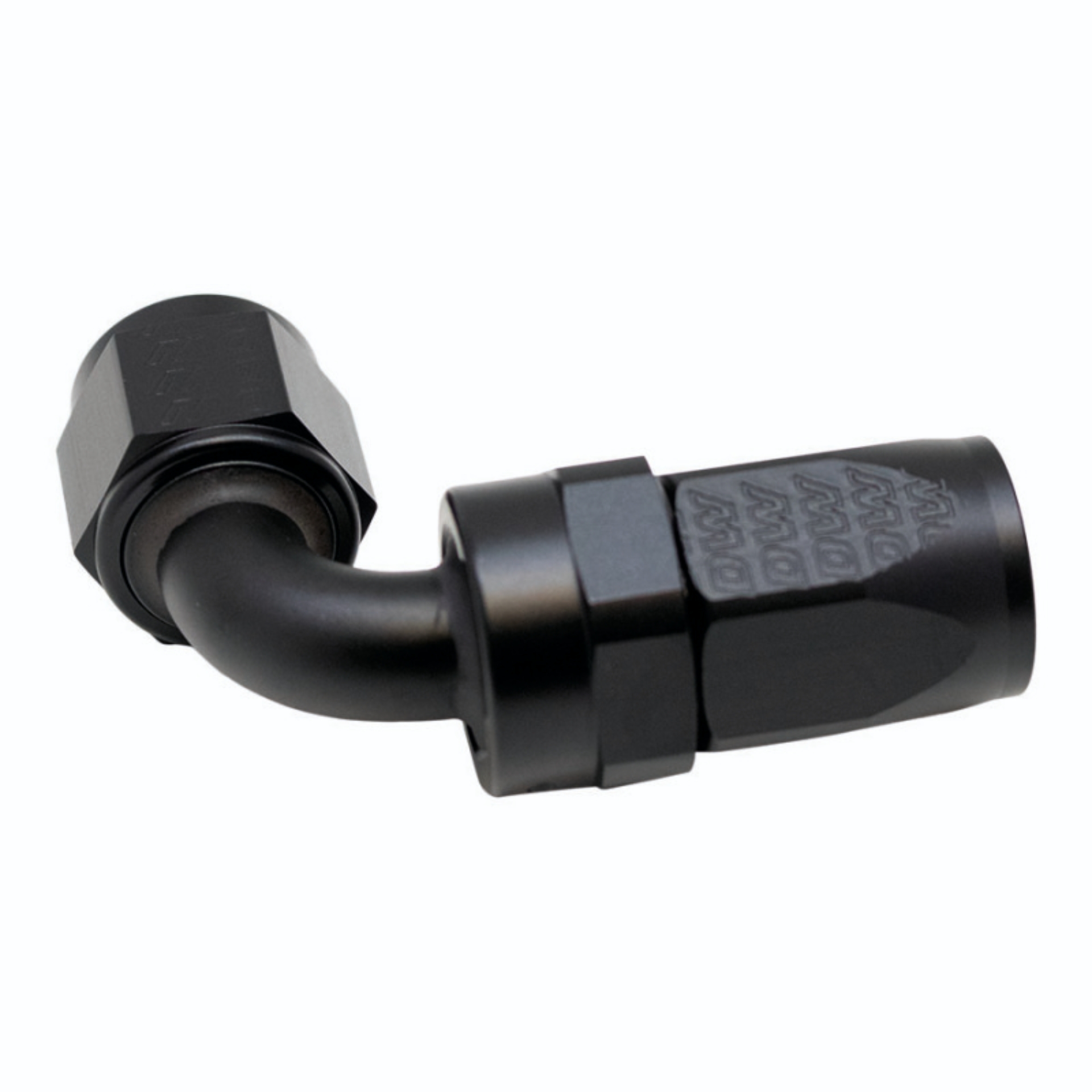 Picture of DeatschWerks 8AN Female Swivel 90-Degree Hose End CPE - Anodized Matte Black