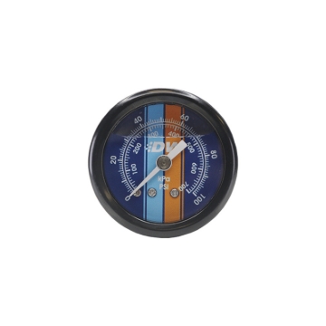 Picture of DeatschWerks 0-100 PSI 1/8in NPT Mechanical Fuel Pressure Gauge 1.5in Diam. Black Housing Blue Face