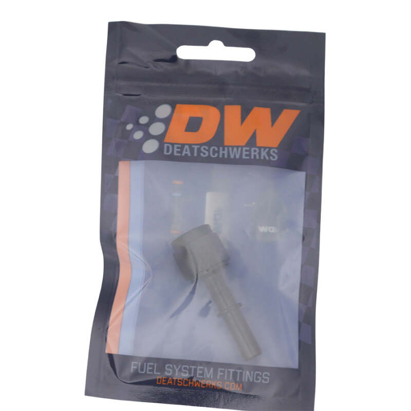 Picture of DeatschWerks 6AN Female Flare Swivel to 5/16in Male EFI Quick Disconnect - Anodized Matte Black