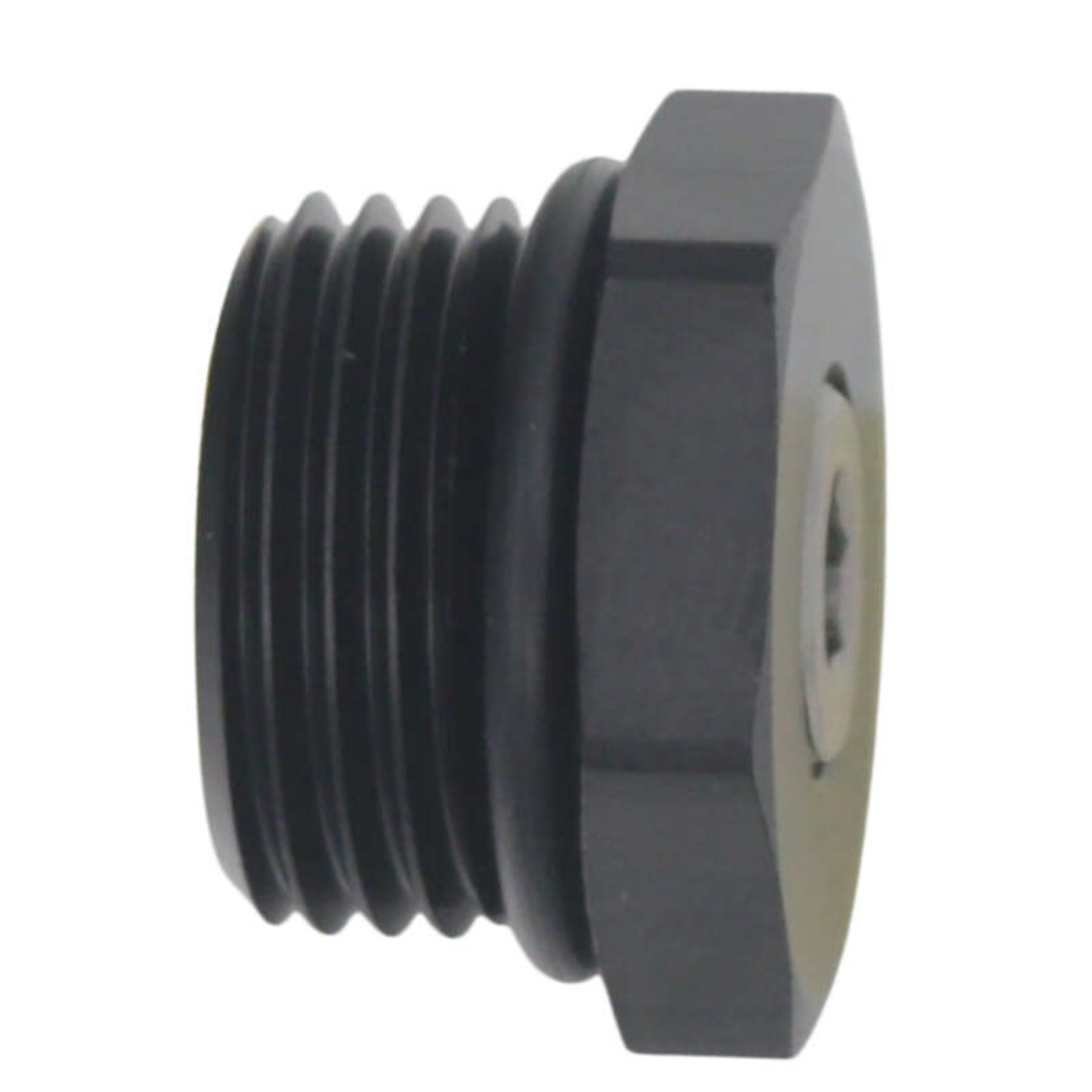 Picture of DeatschWerks 8AN ORB Male Plug Fitting with 1/8in NPT Gauge Port - Anodized Matte Black