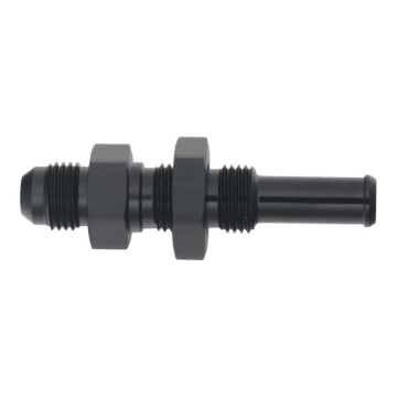 Picture of DeatschWerks 6AN Male Flare to Straight 3/8in Single Hose Barb - Anodized Matte Black