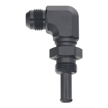 Picture of DeatschWerks 8AN Male Flare to Straight 3/8in Single Hose Barb - Anodized Matte Black