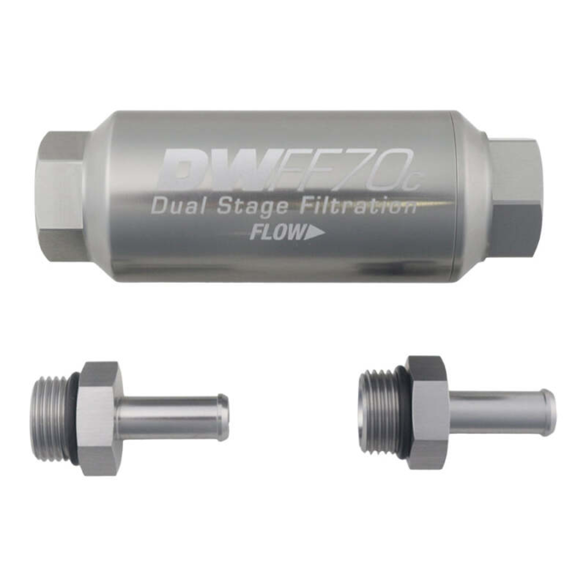 Picture of DeatschWerks 3/8in 10 Micron 70mm Compact In-Line Fuel Filter Kit