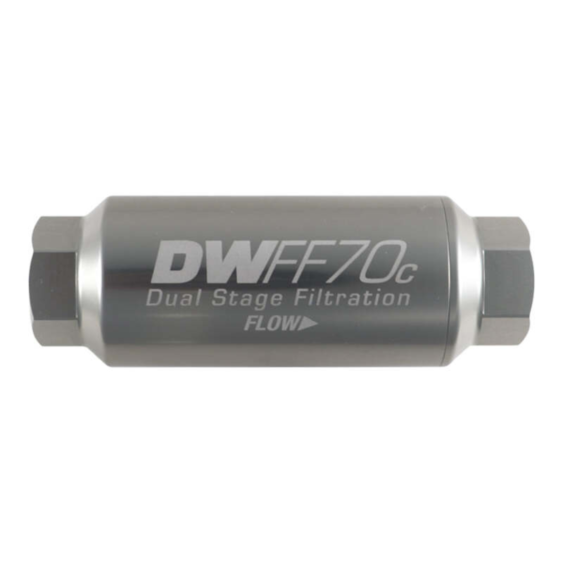 Picture of DeatschWerks 10AN Female 10 Micron 70mm Compact In-Line Fuel Filter Kit