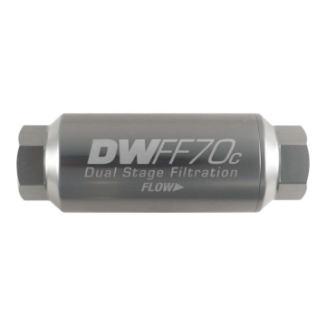Picture of DeatschWerks 10AN Female 10 Micron 70mm Compact In-Line Fuel Filter Kit
