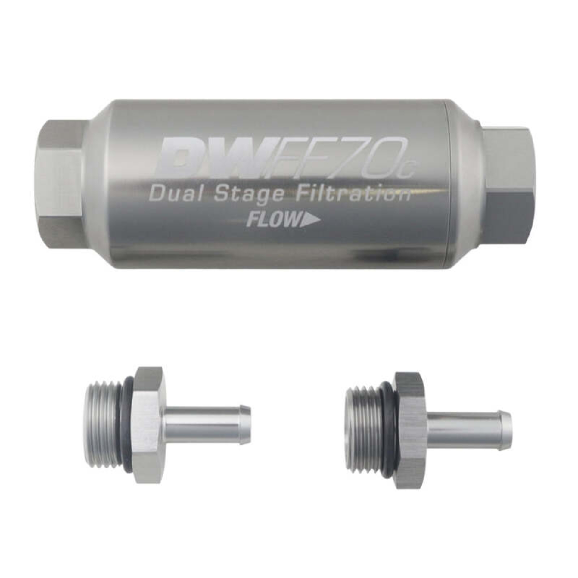 Picture of DeatschWerks 5/16in 10 Micron 70mm Compact In-Line Fuel Filter Kit