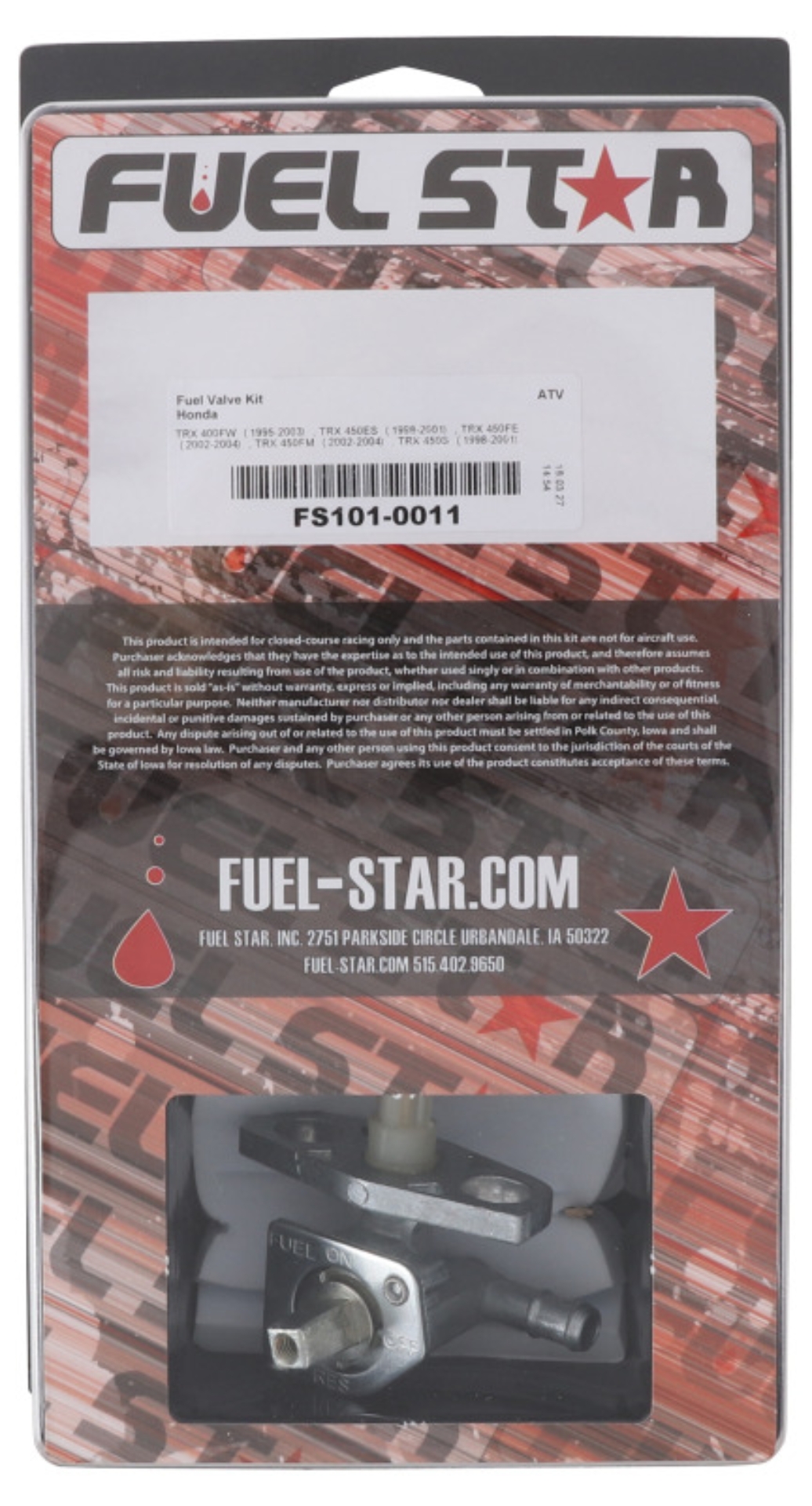 Picture of All Balls Racing 95-03 Honda TRX 400 FW/98-01 TRX 450 ES/ 98-01 TRX 450 S Fuel Valve Kit