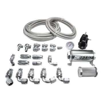 Picture of DeatschWerks X2 Series Pump Hanger -8AN Feed w/ -6AN Return PTFE Plumbing Kit for 92-00 Honda Civic