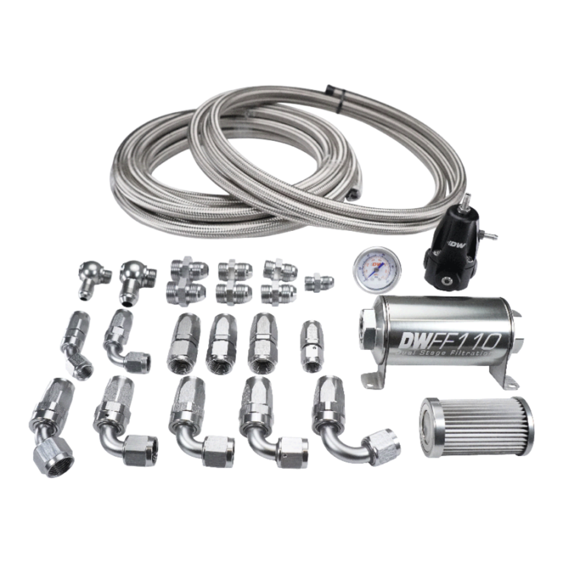 Picture of DeatschWerks X2 Series Pump Module -8AN Feed w/ -6AN return CPE Plumbing Kit for 92-00 Honda Civic