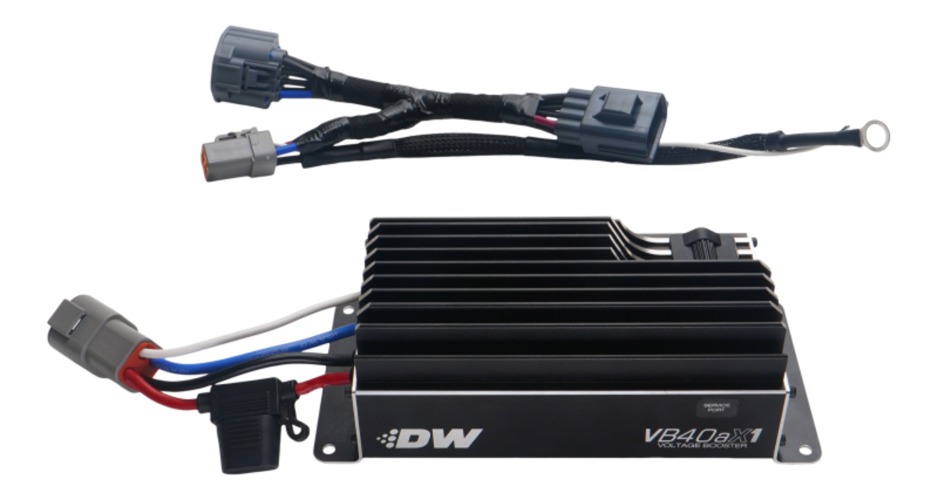 Picture of DeatschWerks VB40AX1 Voltage Booster with Plug-N-Play Harness for 10-25 Ford Mustang