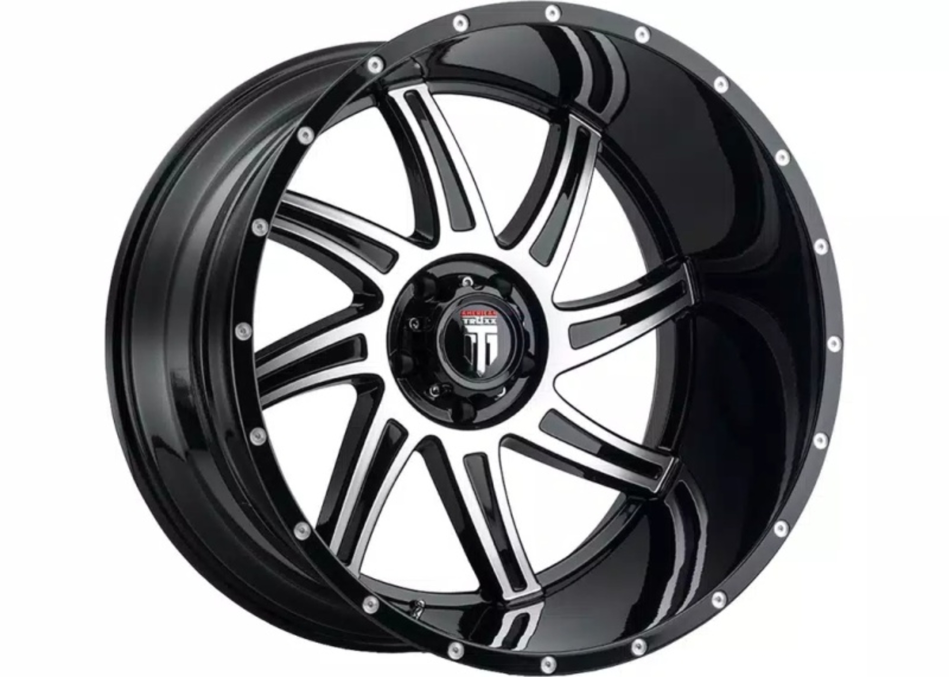 Picture of American Truxx AT162 Vortex 22x12 / 6x135 BP / -44mm Offset / 87.1mm Hub Gloss Black Machined Wheel