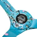 Picture of NRG Reinforced Suede Steering Wheel (350mm / 3in. Deep) Hydro Dipped Blossom Floral w/ Teal Stitch