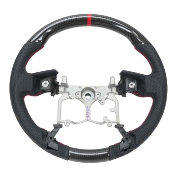Picture of NRG 12-23 Toyota Tacoma OEM Plus Carbon Fiber Steering Wheel w/ Red Stitch & Red Center Mark
