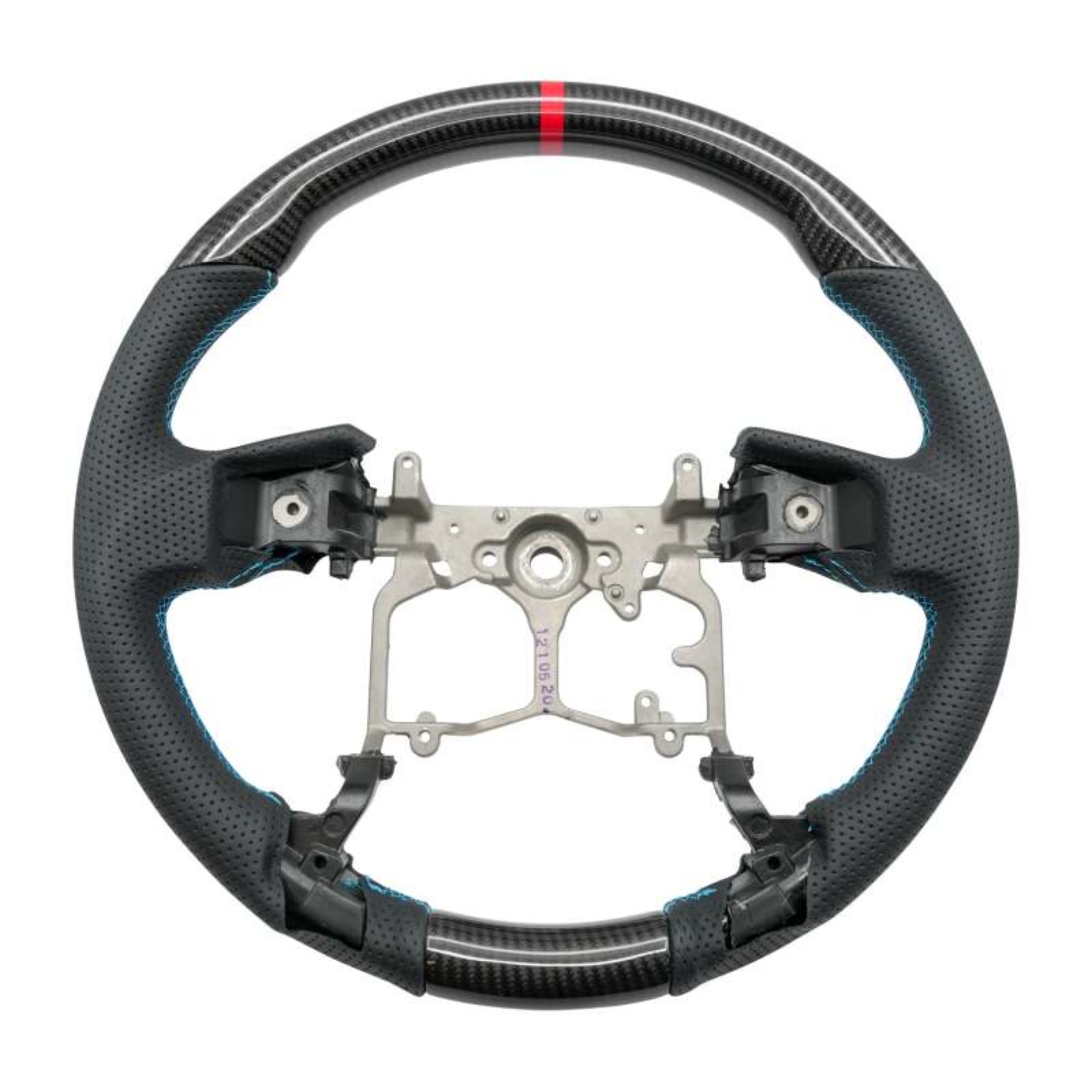 Picture of NRG 12-23 Toyota Tacoma OEM Plus Carbon Fiber Steering Wheel w/ Blue Stitch & Red Center Mark