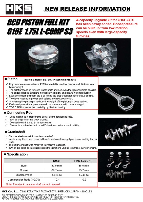 Picture of HKS Forged Piston Kits Piston Sets - 21003-AT008